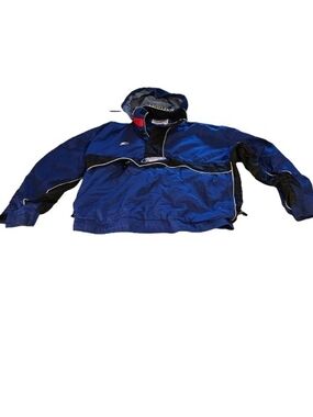 Vintage 1990s NFL Pro Line Starter Half Zip Hooded Jacket Blue Black XL Patriots